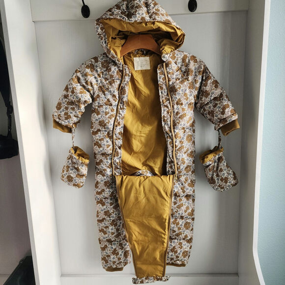 Rylee + Cru Puffer Winter SnowSuit Hood Mittens Gardenia  Floral 2-3Y EUC $142 - Picture 7 of 11
